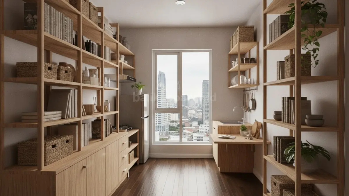 Vertical storage system memaksimalkan ruang vertikal dinding agar penyimpanan lebih rapi dan hemat ruang lantai. (BTV/AI)