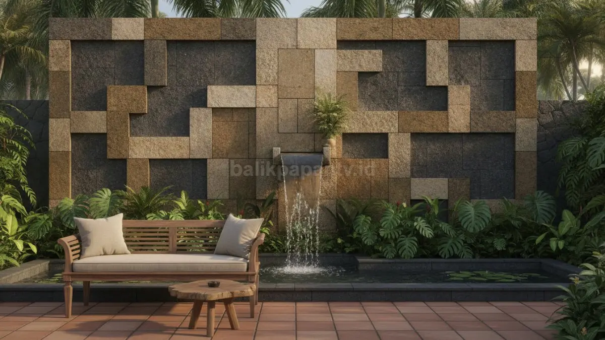 Batu alam sebagai focal point menghadirkan daya tarik kuat dengan biaya dekorasi terkendali.  (BTV/AI)