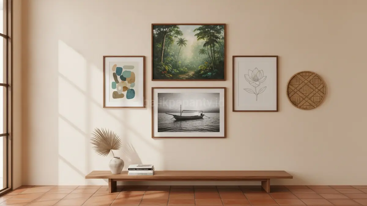 Gallery wall yang lebih terkurasi menghadirkan tampilan rapi, elegan, dan tetap penuh karakter tanpa membuat dinding terasa ramai.(BTV/AI) 