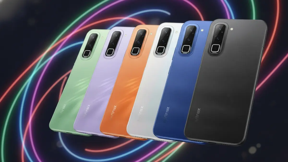 Infinix Hot 70 dengan desain Dynamic Shine dan pilihan warna terbaru 2026. (BTV/AI)