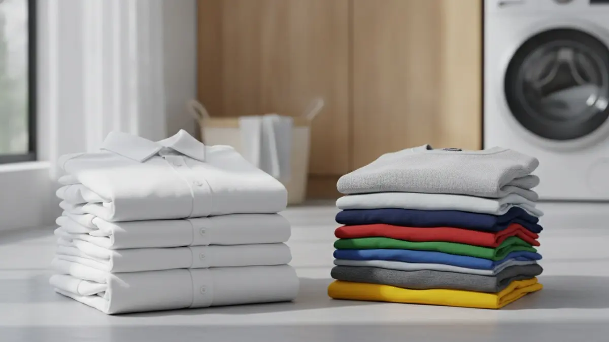 Memisahkan baju putih sejak awal mencegah transfer warna, menjaga kain tetap cerah dan tahan lama. (BTV/AI)
