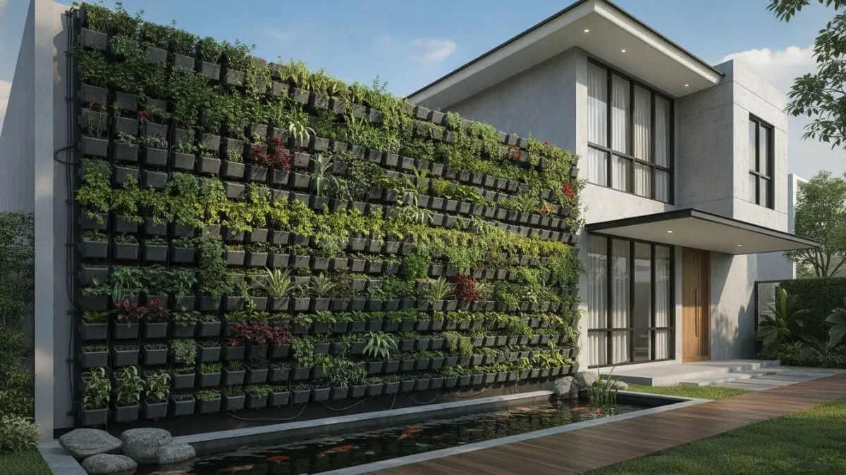 Panel modular taman vertikal memudahkan penambahan tanaman bertahap tanpa mengubah struktur utama rumah (BTV/Ai)
