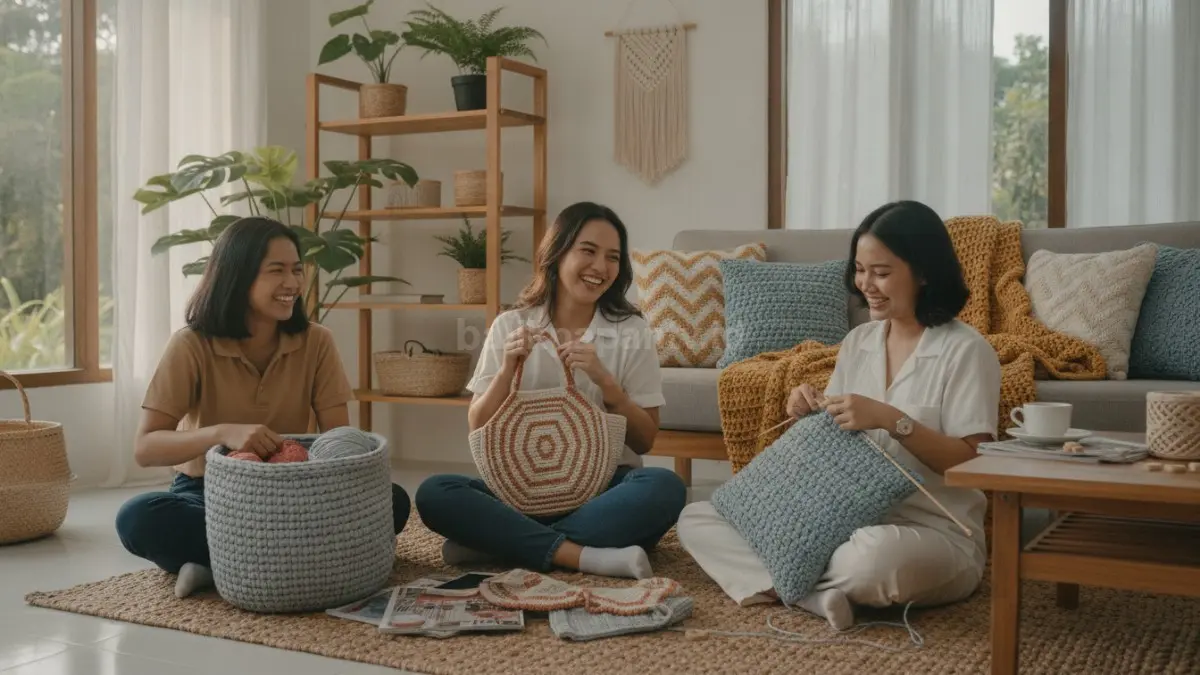 Proyek rajut modern menghadirkan dekorasi rumah unik dengan sentuhan handmade yang fungsional (BTV/Ai)