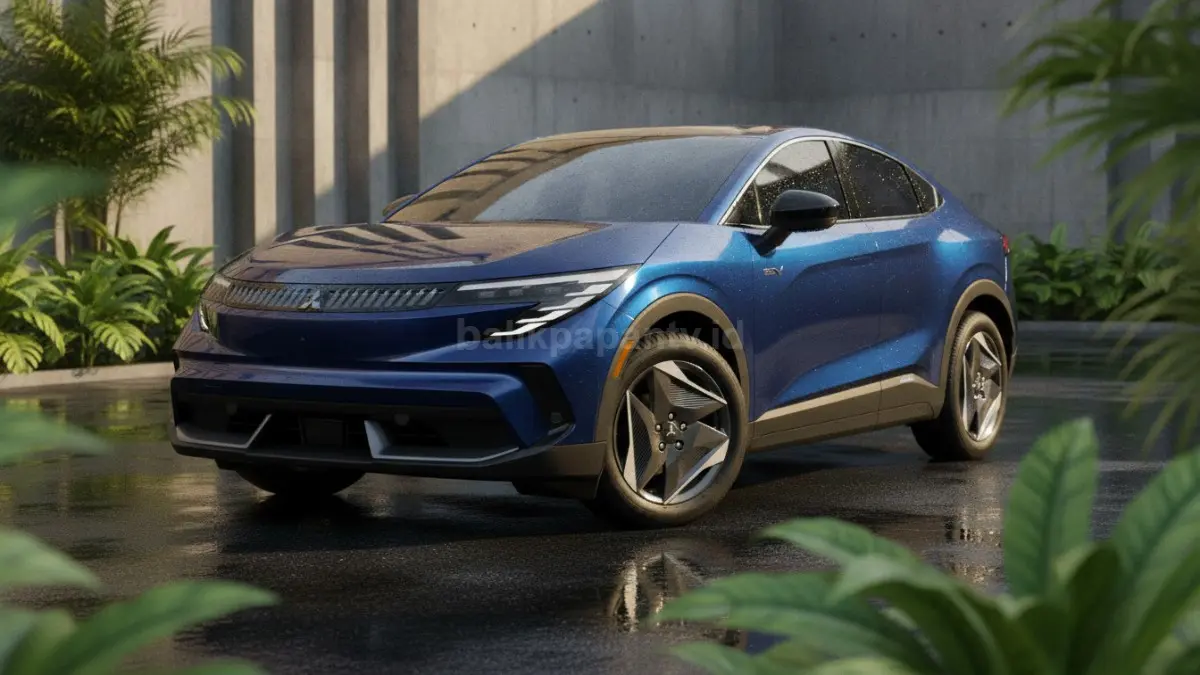 Tampilan depan Mitsubishi Eclipse Sportback EV dengan identitas desain khas Triple Diamond. (BTV/Ai)