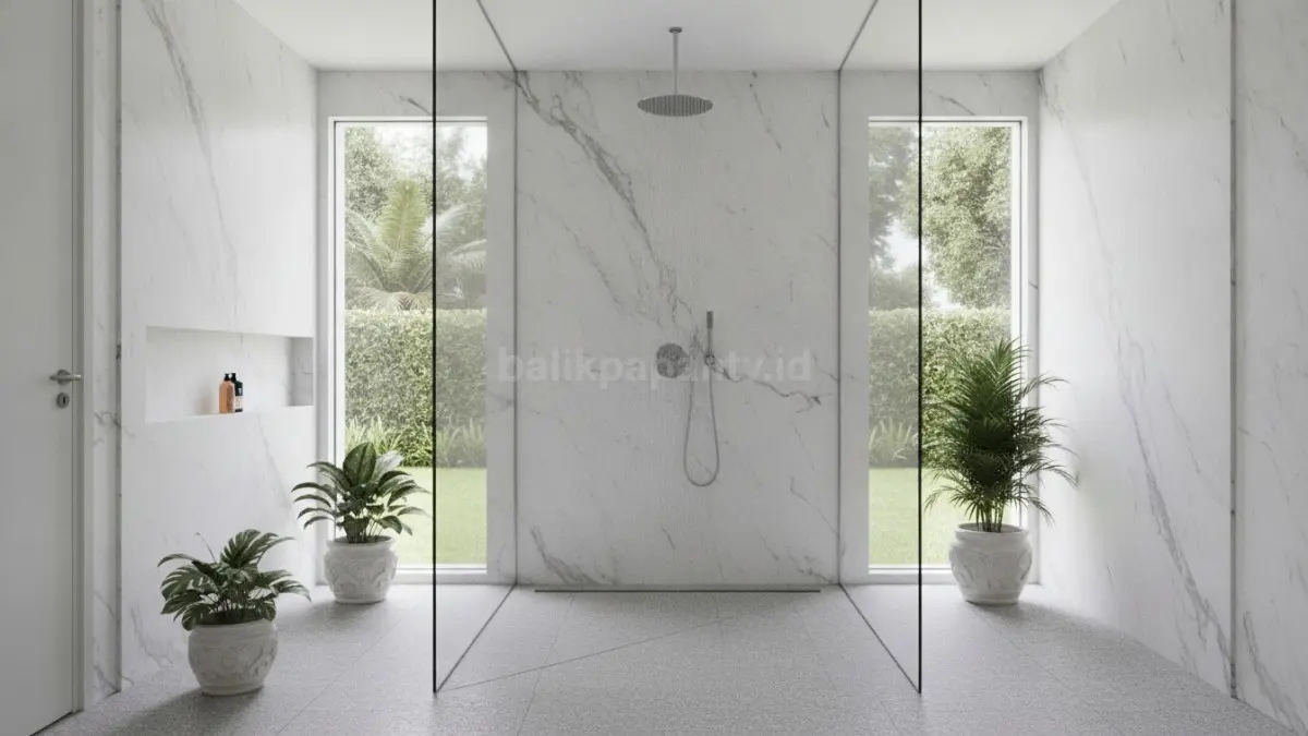 Walk-in shower tanpa pintu menciptakan kamar mandi terasa luas, bersih, dan mudah diakses semua usia (BTV/Ai)
