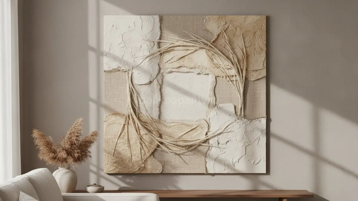 Wall art bertekstur menghadirkan kedalaman visual yang membuat ruangan terasa lebih hidup dan menarik.(BTV/AI) 