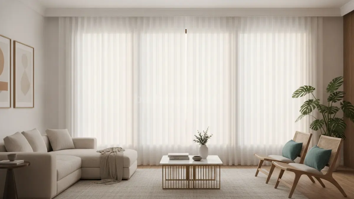 Wave curtain (gelombang simetris) memberikan tampilan elegan dengan jatuhan kain halus dan pencahayaan yang menyebar merata (BTV/Ai).
