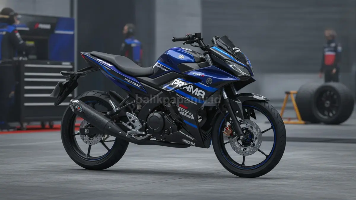 Yamaha MX King 150 Livery Prama Primac edisi terbatas dengan nuansa balap MotoGP. (BTV/Ai)