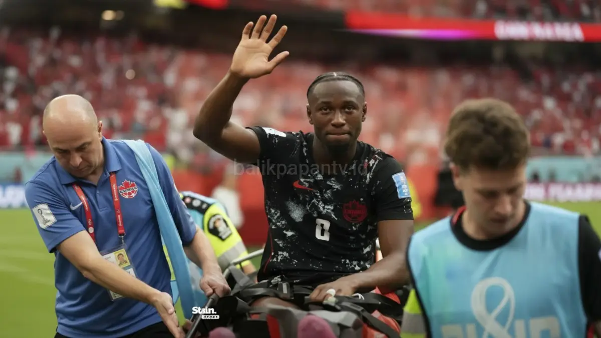 Cedera serius Ismael Koné membayangi kemenangan telak Kanada atas Qatar pada laga Grup B Piala Dunia 2026.(BTV/AI) 
