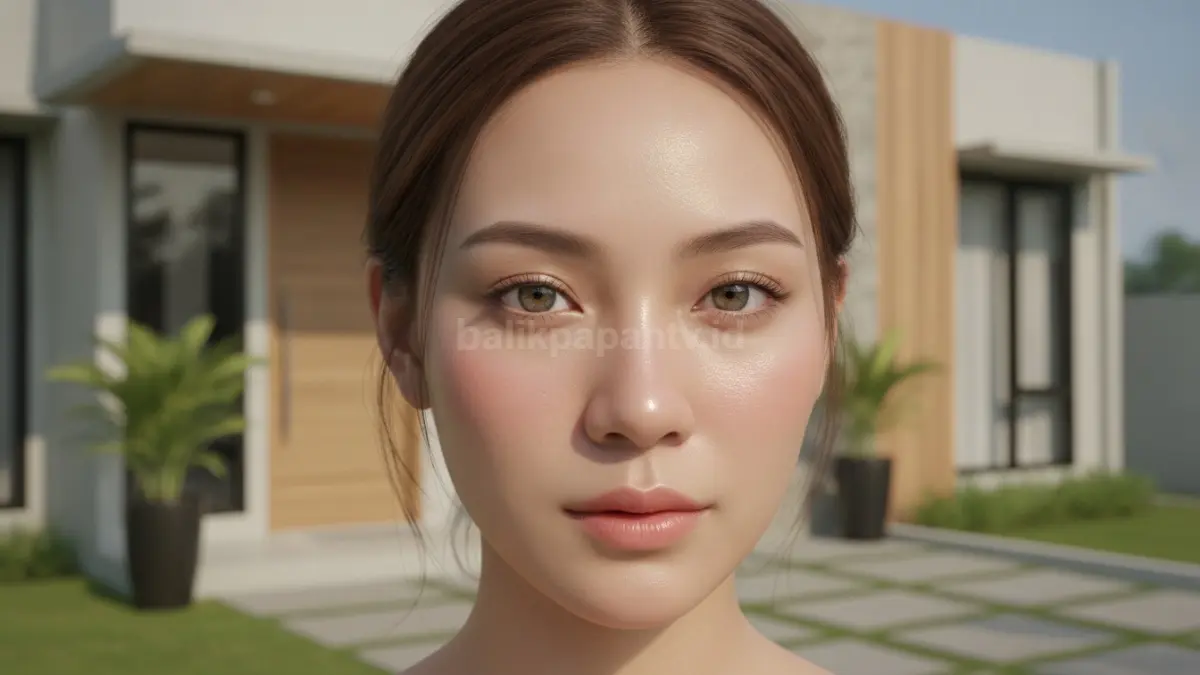 Detail tampilan wajah segar dengan efek glowing lembut yang terlihat alami.
