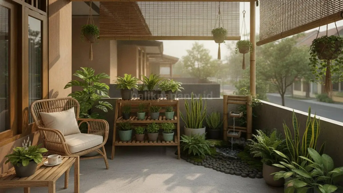 DIY taman mini di teras rumah menghadirkan suasana hijau yang nyaman setiap hari (BTV/Ai)