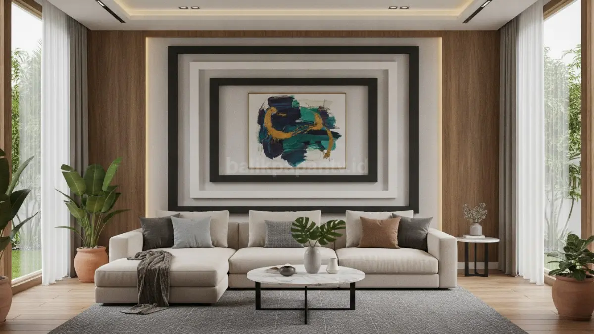 Frame layered depth menghadirkan efek kedalaman melalui lapisan bingkai yang memberi kesan artistik dan elegan pada ruang modern. (BTV/Ai)
