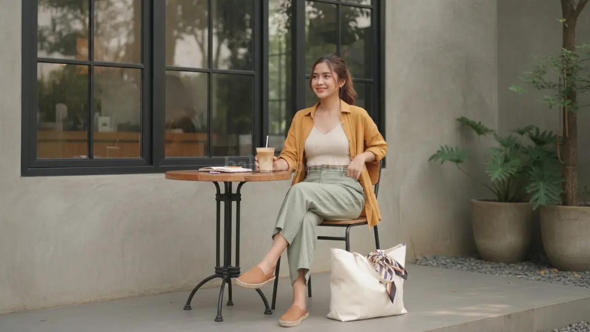 Inspirasi mix and match outfit santai hemat untuk nongkrong di coffee shop.