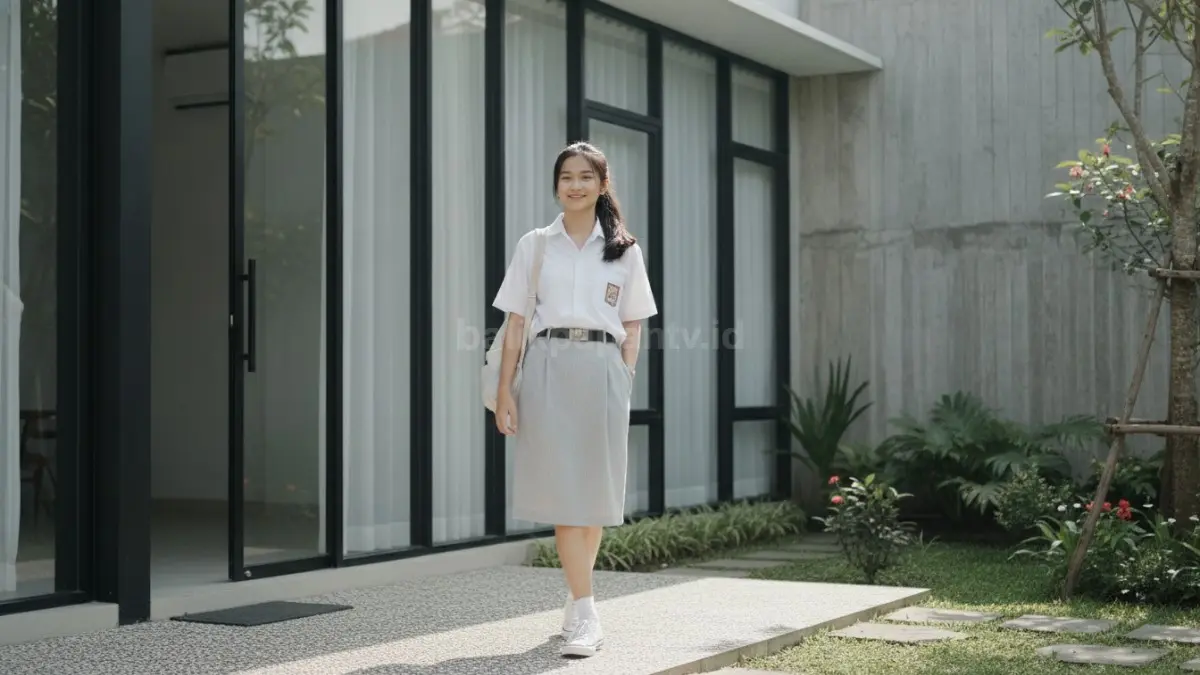 Inspirasi outfit sekolah sederhana yang mendukung kenyamanan saat cuaca panas.
