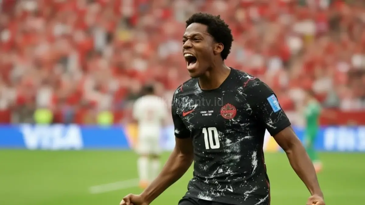 Kanada tampil dominan dengan kemenangan telak enam gol tanpa balas atas Qatar pada laga Grup B Piala Dunia 2026, memperkuat peluang mereka melaju ke fase berikutnya.(BTV/AI) 
