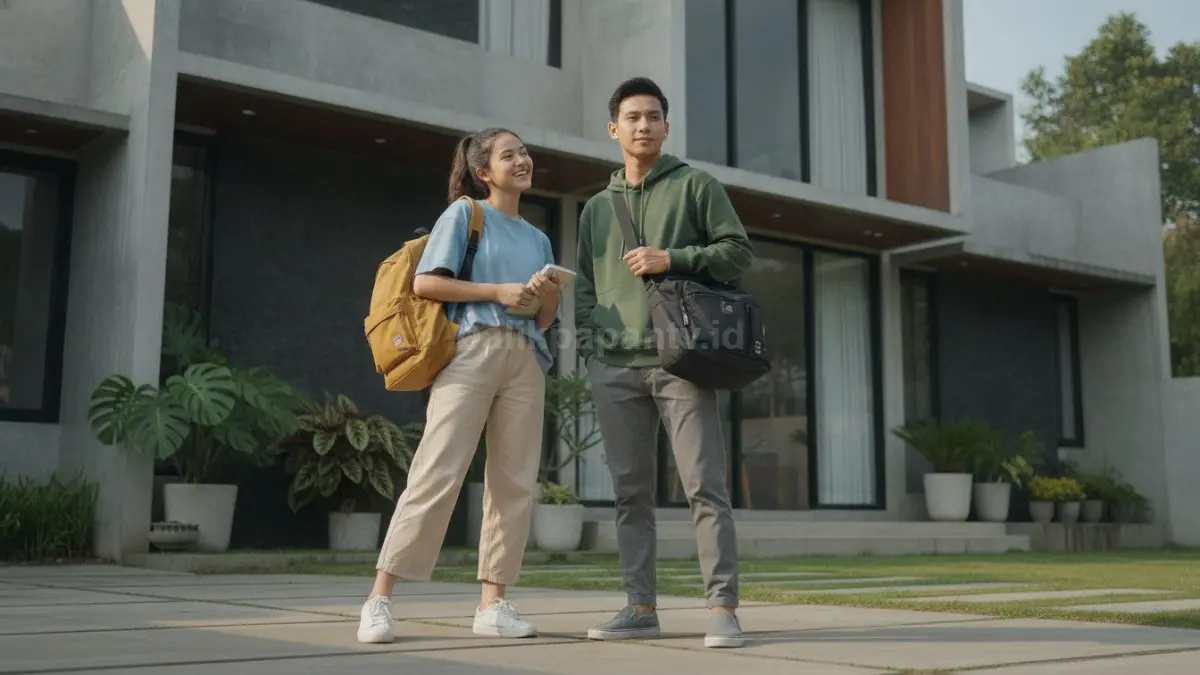 Kombinasi tas sekolah dan pakaian nyaman untuk menunjang aktivitas belajar sepanjang hari.
