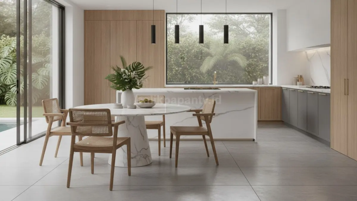 Kursi kayu modern berprofil tipis memadukan kesan alami dan desain ramping yang cocok untuk berbagai gaya interior. (BTV/Ai)
