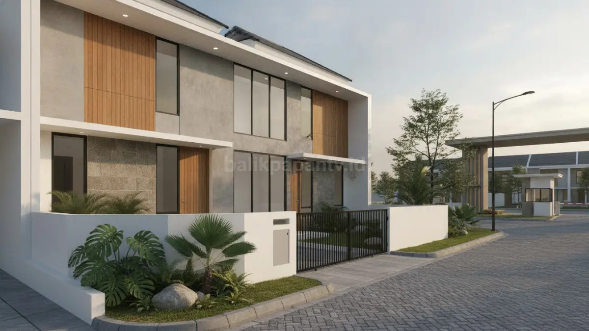 Rumah cluster perumahan menawarkan lingkungan tertata dengan sistem keamanan satu pintu yang nyaman untuk keluarga modern. (BTV/Ai)
