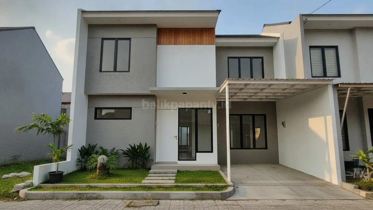 Rumah minimalis modern mengutamakan fungsi dan efisiensi ruang dengan desain sederhana yang cocok untuk lahan terbatas dan keluarga muda. (BTV/Ai)

