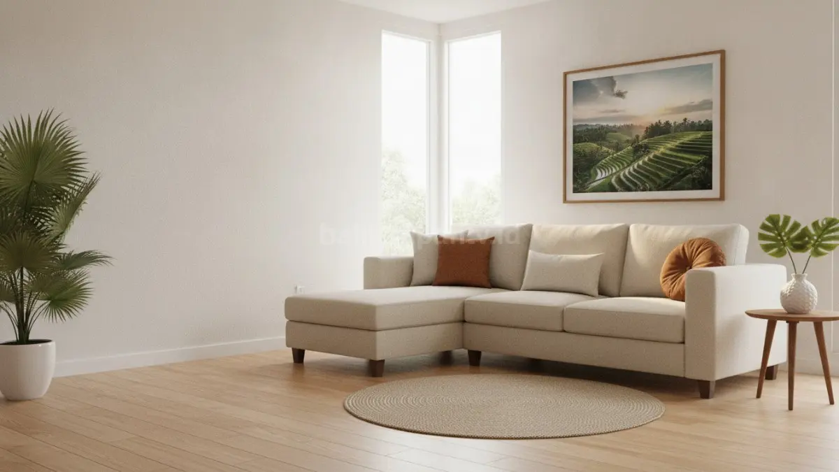 Sofa L-Shape ringkas memaksimalkan sudut ruangan sekaligus menghadirkan area duduk luas dan nyaman (BTV/Ai)
