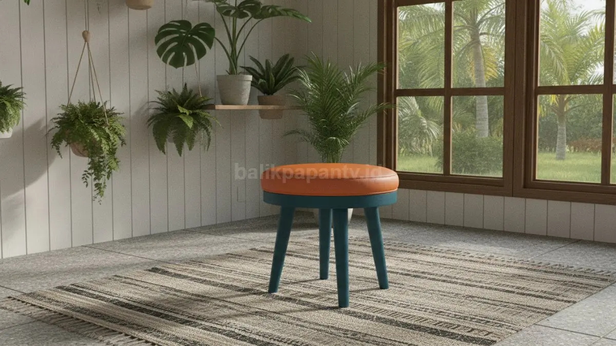 Stool warna kontras menciptakan aksen visual menarik, memperkuat karakter ruangan tanpa renovasi besar.  (BTV/AI)