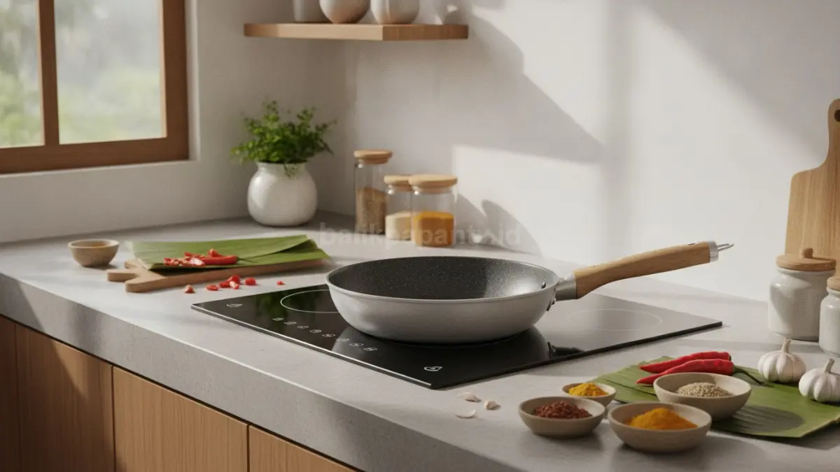 Teflon aluminium tebal membantu distribusi panas merata sehingga masakan matang konsisten dan tidak mudah gosong. (BTV/Ai)
