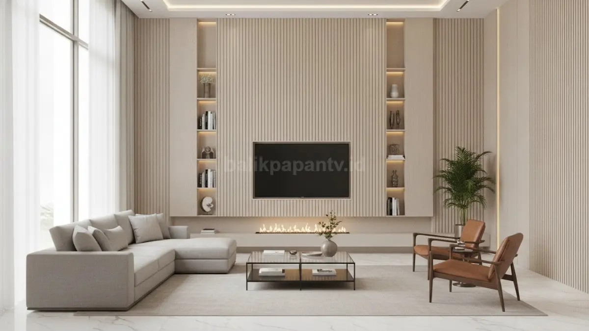 Vertical line minimalis menciptakan ilusi ruang lebih tinggi, terasa lapang, modern, dan sederhana. (BTV/Ai)
