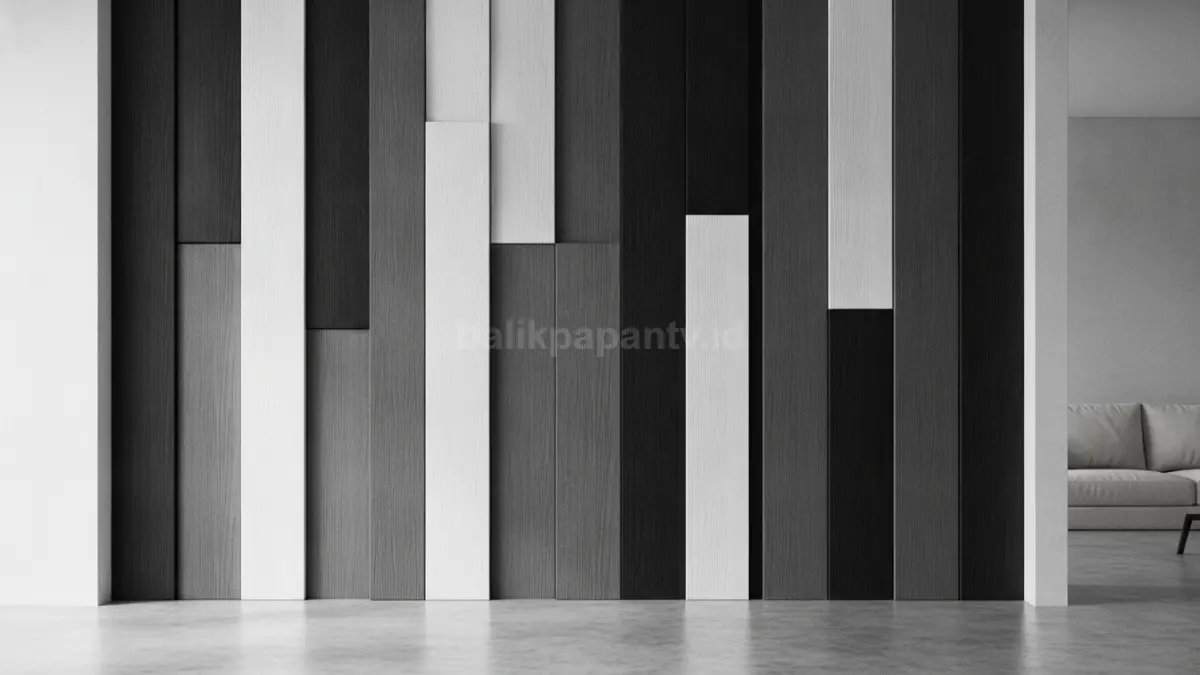 Wall panel monokrom menghadirkan tampilan modern bersih dengan perpaduan warna tegas yang elegan (BTV/Ai)
