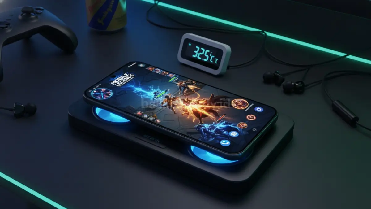 Pengujian Mobile Legends 144Hz pada Infinix GT50 Pro dengan suhu tetap terjaga. (BTV/Ai)