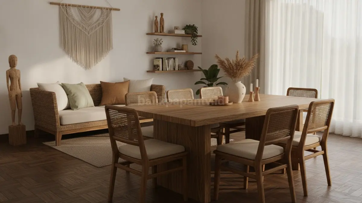 Furnitur kayu alami menghadirkan kehangatan ruang dengan serat autentik yang tetap diminati hingga kini. (BTV/Ai)
