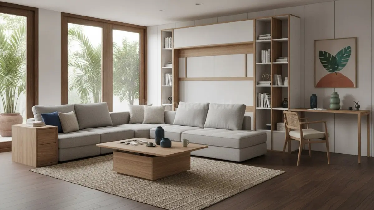 Furniture multifungsi modern menghadirkan ruang lebih rapi, fleksibel, dan nyaman untuk aktivitas harian.  (BTV/AI)