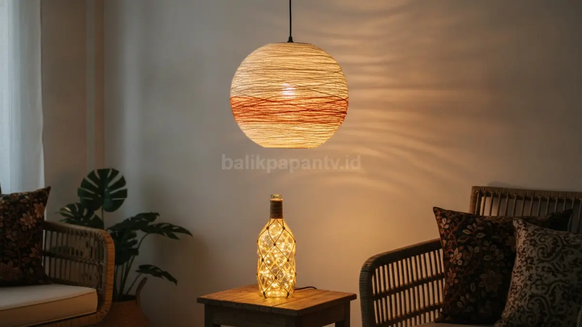 Lampu hias benang menghadirkan cahaya hangat dengan tekstur artistik yang mempercantik suasana ruangan modern (BTV/Ai)
