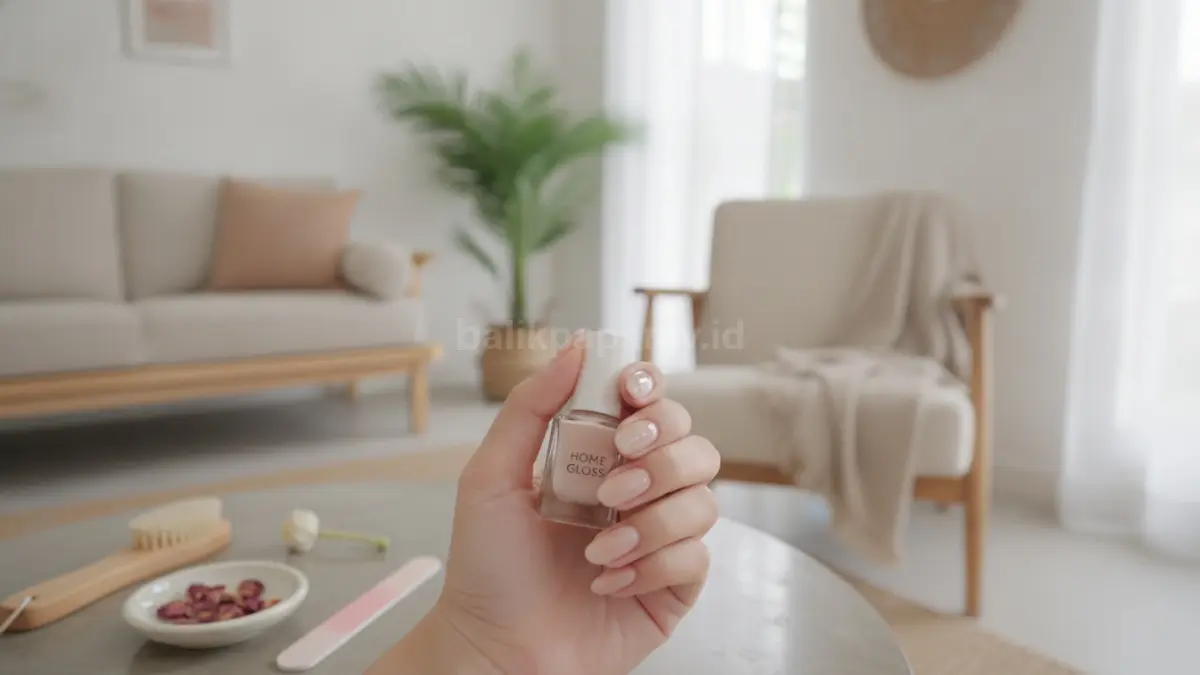 Warna nude glossy memberikan tampilan kuku yang bersih, elegan, dan cocok untuk berbagai kesempatan. (BTV/AI)
