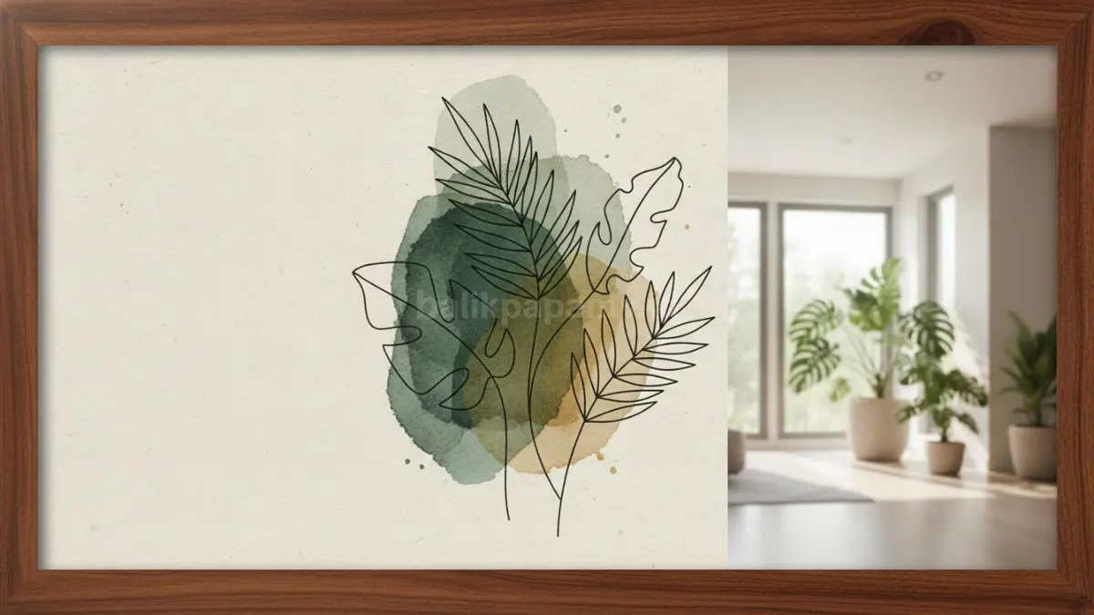 Botanical line art simple menampilkan gambar tanaman garis minimalis bergaya modern bersih dan ringan estetis.  (BTV/AI)