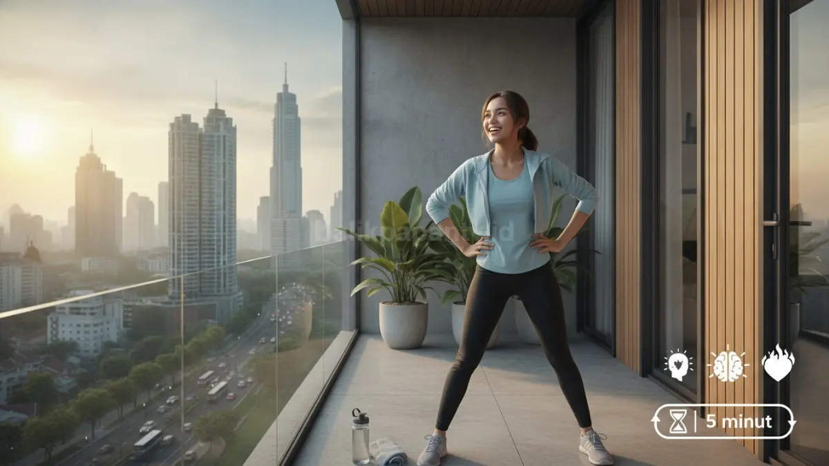 Energy booster 5 menit melalui aktivitas ringan untuk membantu mengembalikan fokus dan semangat harian.
