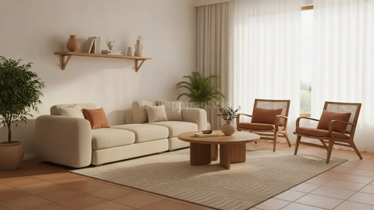 Furnitur berbentuk melengkung dan organik menciptakan suasana rumah lebih hangat, nyaman, serta ramah keluarga (BTV/Ai)
