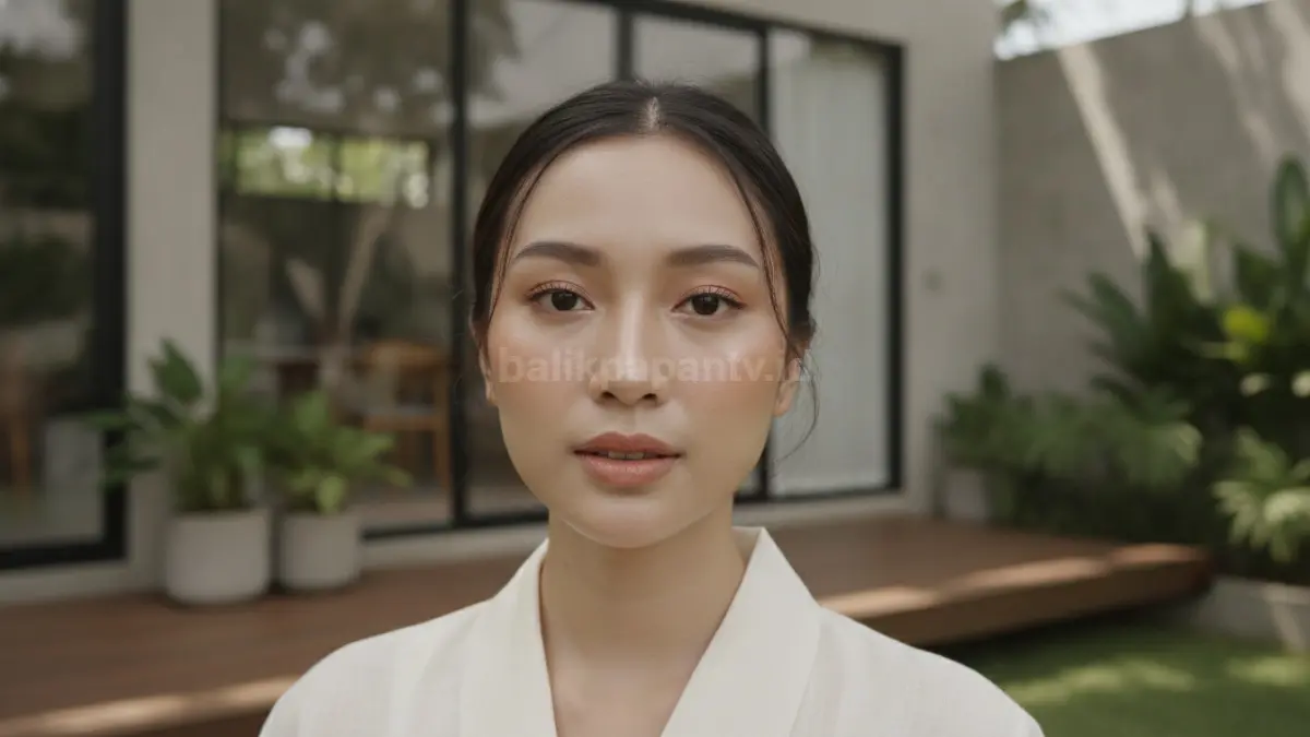 Hasil makeup ringan dengan tekstur kulit yang masih terlihat alami dan segar.
