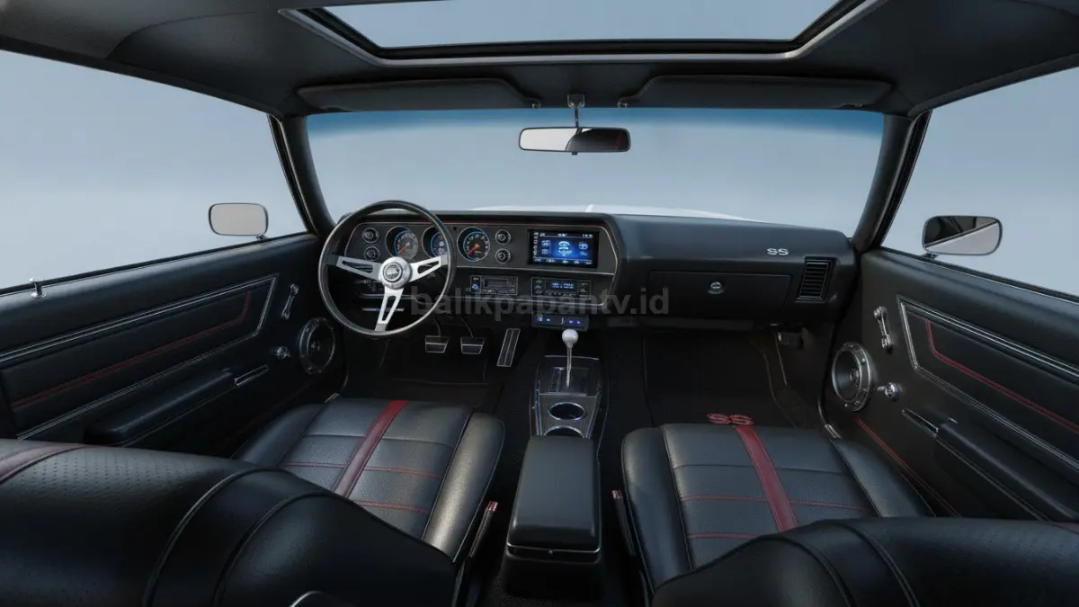 Interior klasik Chevrolet Chevelle 1971 yang dipadukan fitur kenyamanan modern. (BTV/Ai)