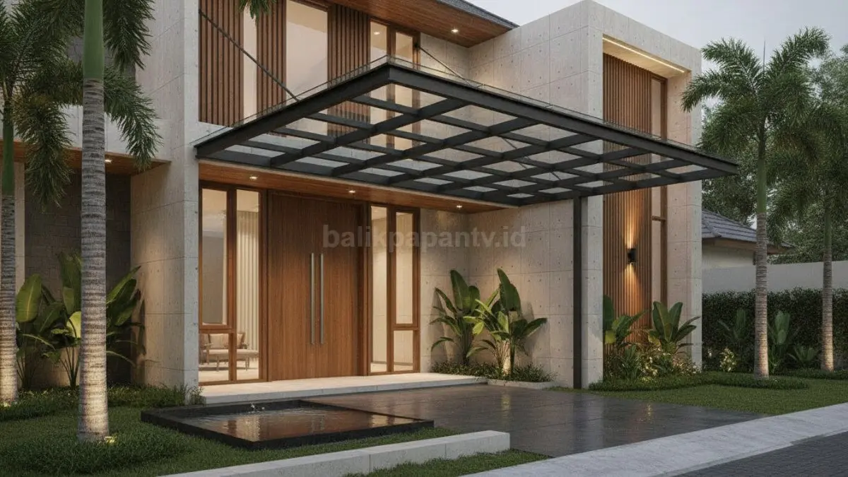 Kanopi flat roof modern menghadirkan tampilan minimalis, tegas, dan selaras dengan desain rumah masa kini. (BTV/Ai)
