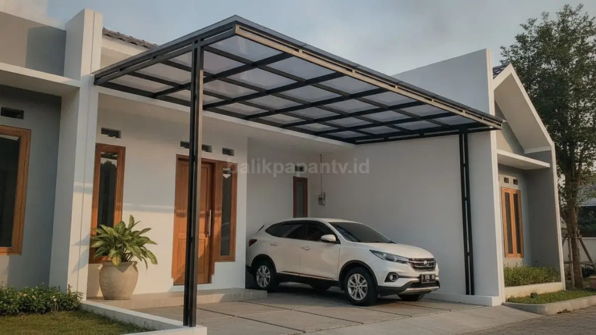 Kanopi tipis bergaya modern membuat rumah terlihat rapi dan terlindungi dari panas serta hujan. (BTV/AI)
