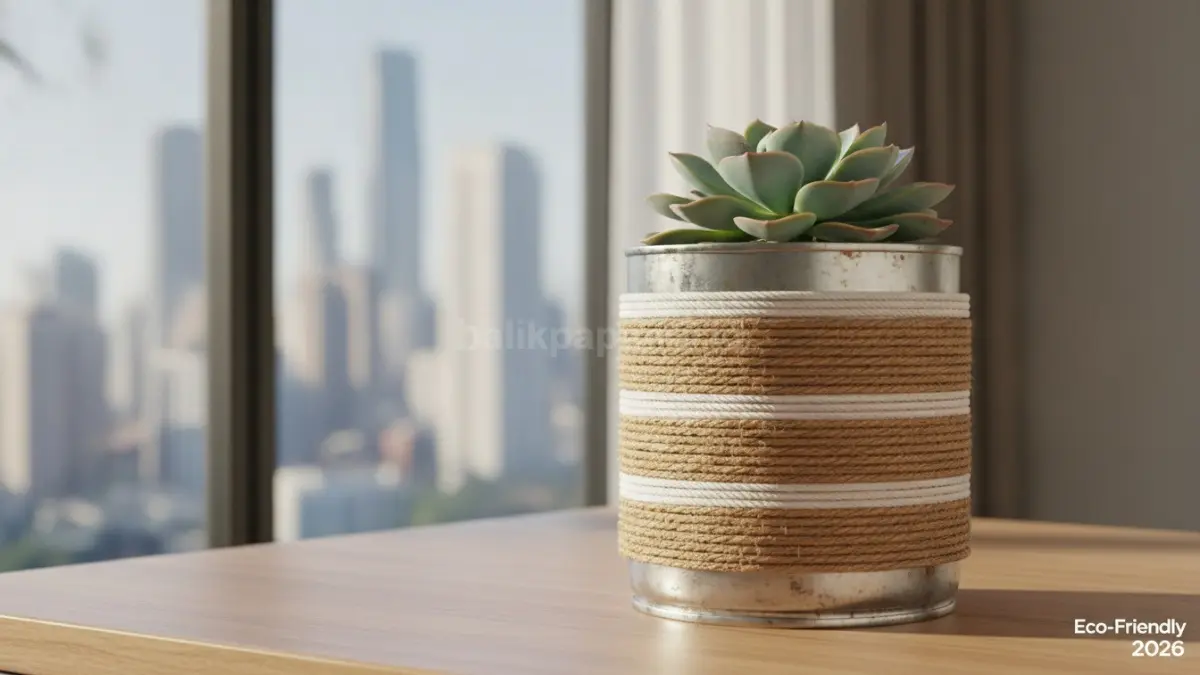 Kombinasi tali alami dan putih menciptakan kesan Scandinavian bersih modern cocok interior apartemen minimalis elegan  (BTV/AI)