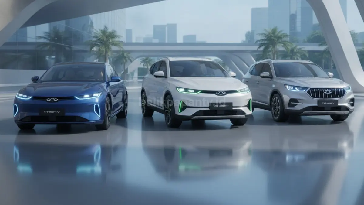 Lini kendaraan elektrifikasi Chery terbaru menampilkan pilihan EV, PHEV, dan hybrid untuk pasar Indonesia. (BTV/Ai)