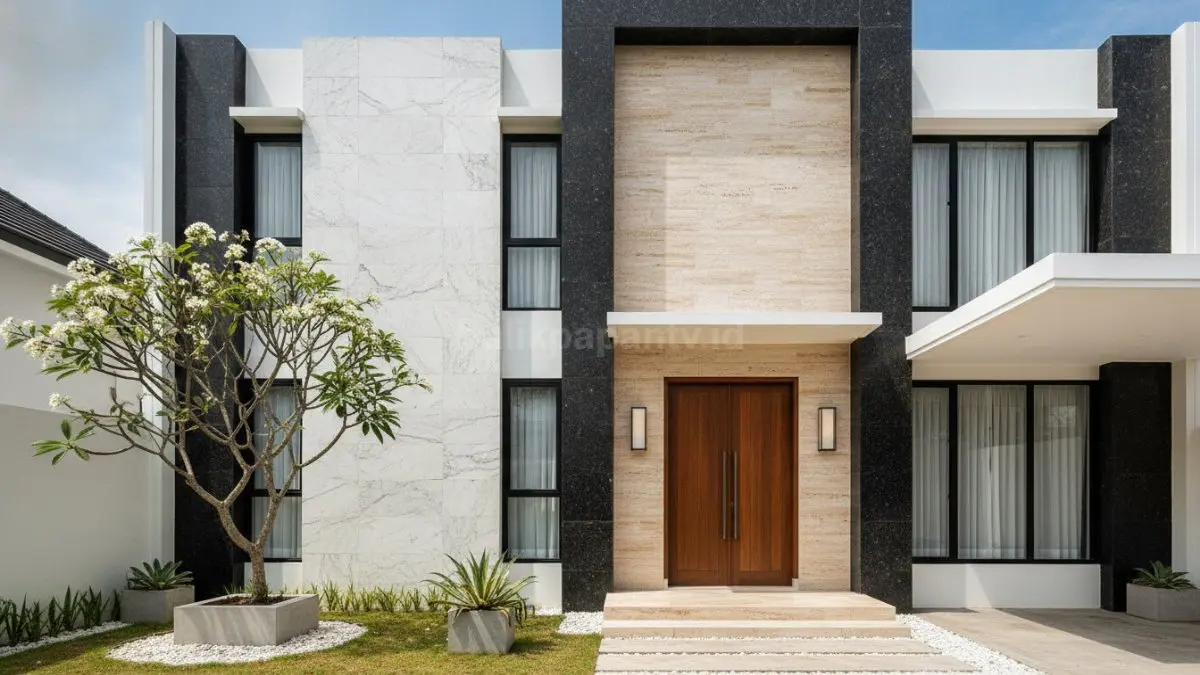 Material batu alam berkualitas menghadirkan kesan mewah, elegan, dan tahan lama pada hunian. (BTV/Ai)
