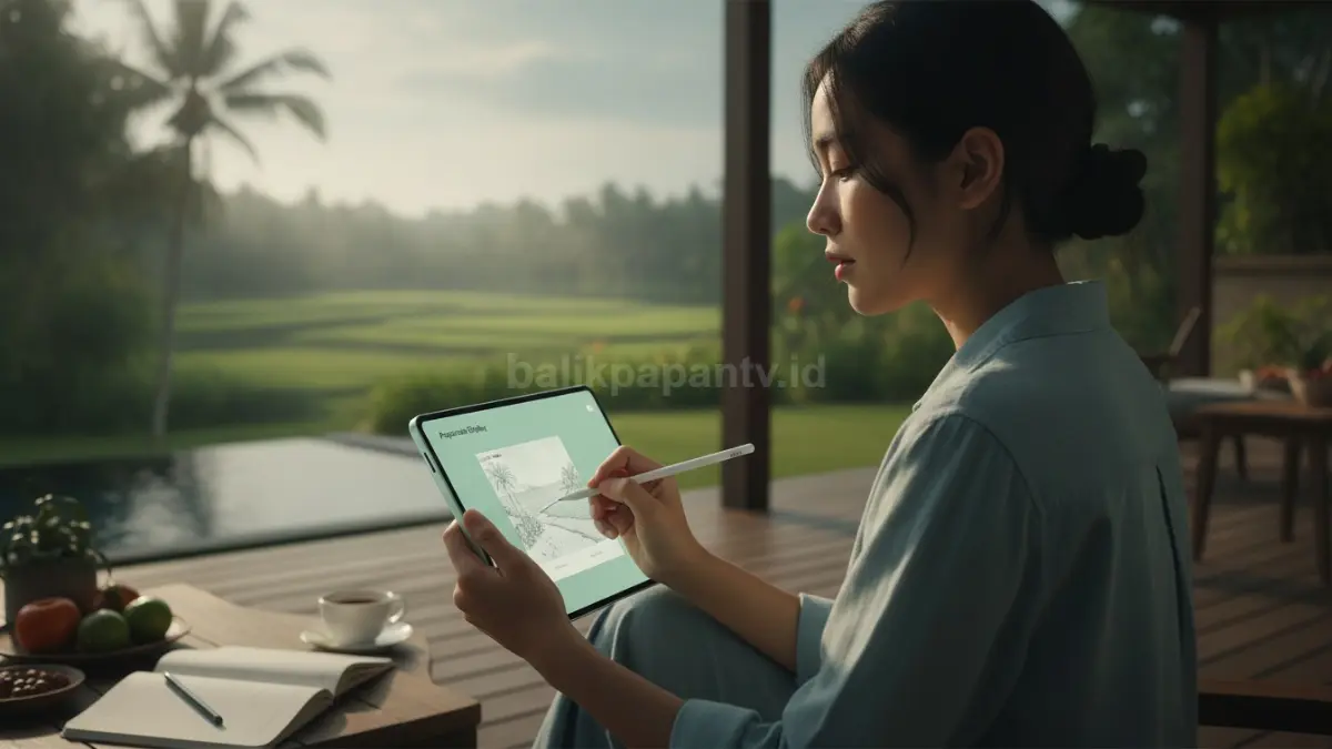 Penggunaan M-Pencil pada Huawei MatePad Mini untuk menulis dan menggambar di layar Papermate Display. (BTV/Ai)