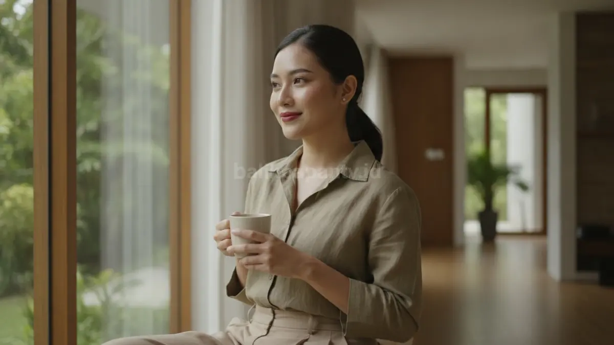Perempuan dengan makeup natural yang terkunci rapi tanpa terlihat tebal saat beraktivitas seharian.

