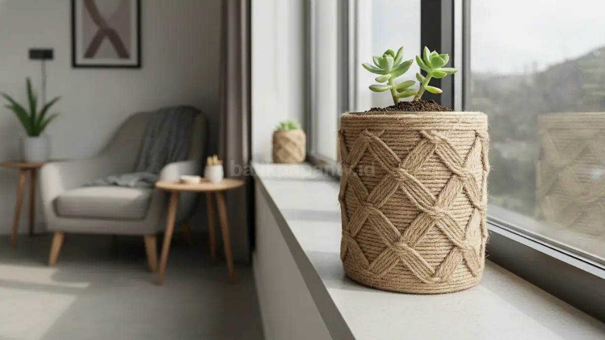 Pola silang dekoratif pada kaleng menciptakan tampilan geometris artistik cocok untuk ruang tamu kecil modern minimalis estetis  (BTV/AI)