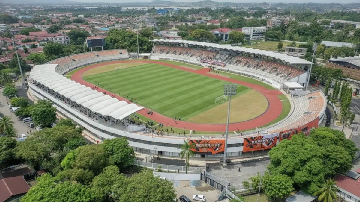 Suasana Stadion Segiri yang dipersiapkan menjadi markas Borneo FC untuk kompetisi nasional dan AFC.