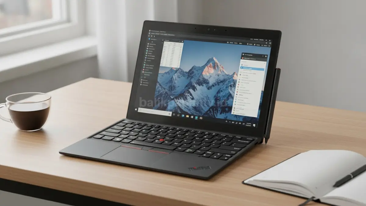 Tampilan layar IPS 3K Lenovo ThinkPad X1 Tablet Gen 3 saat digunakan untuk produktivitas harian. (BTV/Ai)