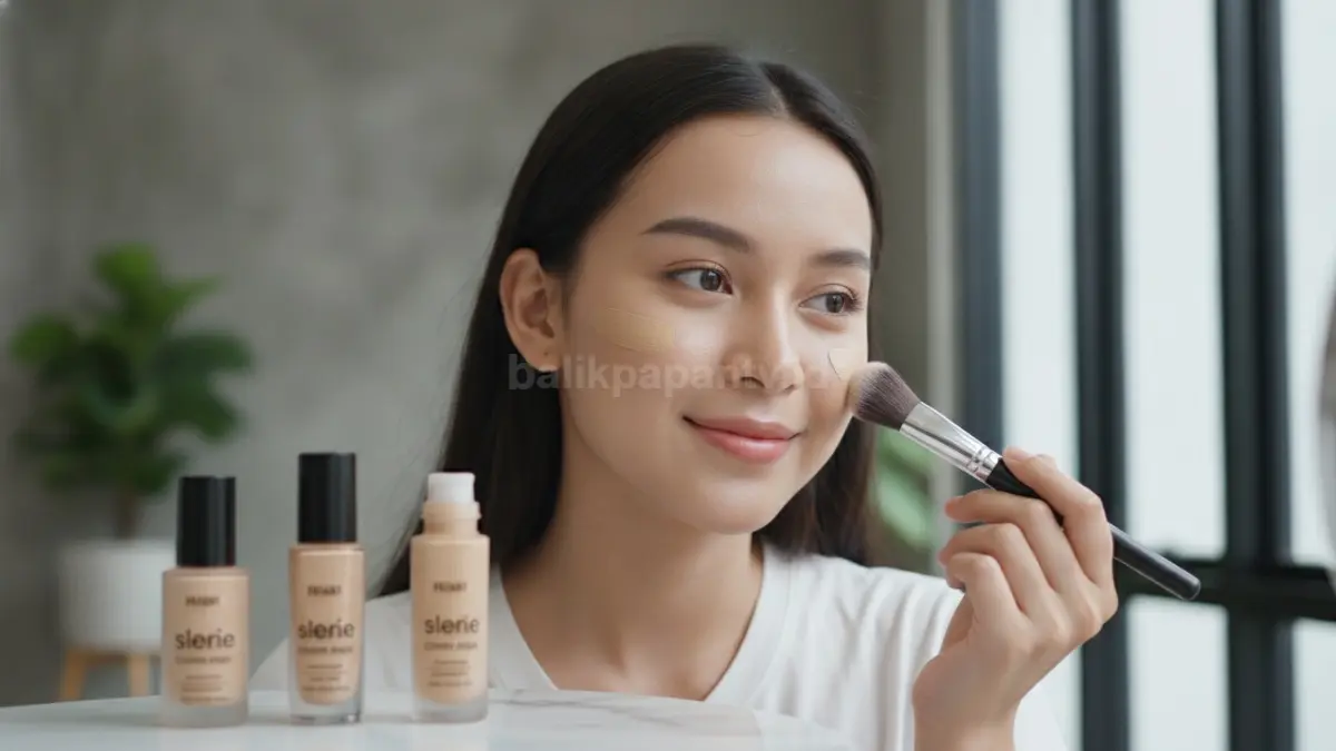 Teknik aplikasi foundation tipis bertahap untuk menciptakan tampilan makeup anti crack yang rapi.
