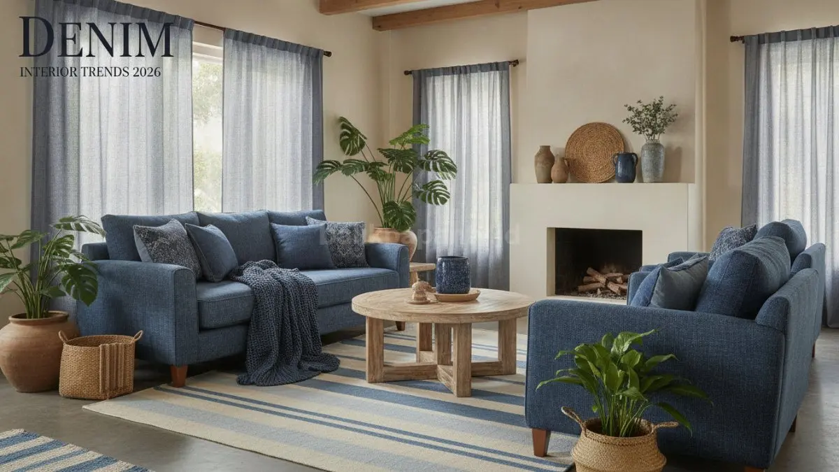Tren interior denim 2026, rumah hangat, fungsional, elegan dengan sentuhan warna indigo modern menenangkan (BTV/AI)
